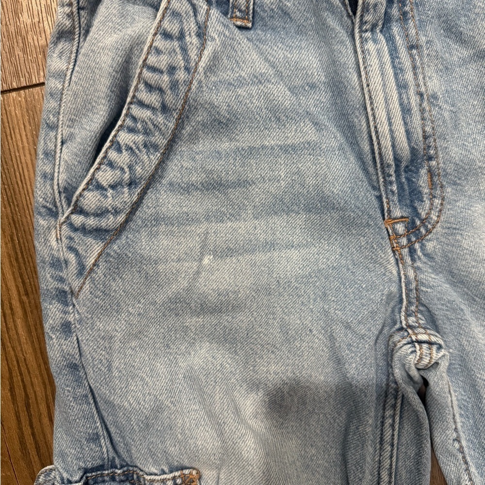 Aéropostale High Rise Wide Leg Cargo Jeans Light Wash | Women’s 000 - Picture 5 of 7